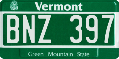 VT license plate BNZ397