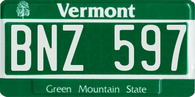 VT license plate BNZ597
