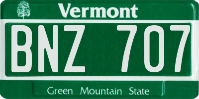 VT license plate BNZ707