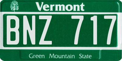 VT license plate BNZ717