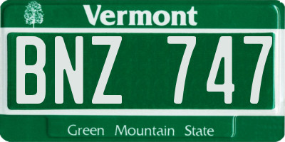 VT license plate BNZ747