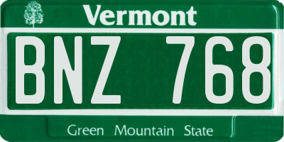 VT license plate BNZ768