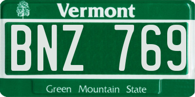 VT license plate BNZ769