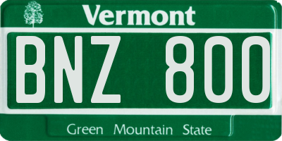 VT license plate BNZ800