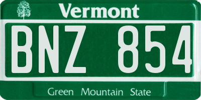 VT license plate BNZ854