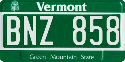 VT license plate BNZ858