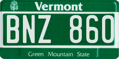 VT license plate BNZ860
