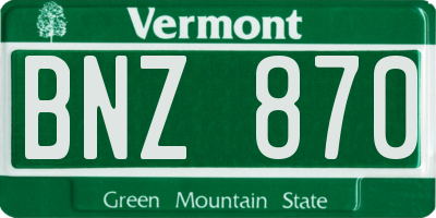 VT license plate BNZ870