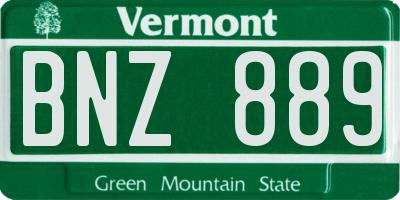 VT license plate BNZ889