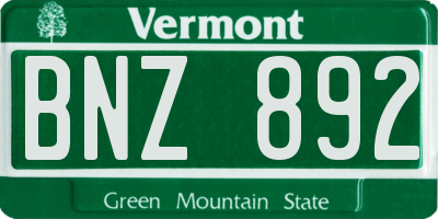 VT license plate BNZ892