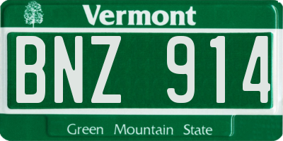 VT license plate BNZ914