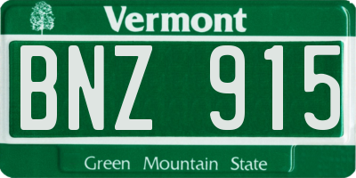 VT license plate BNZ915