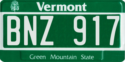 VT license plate BNZ917