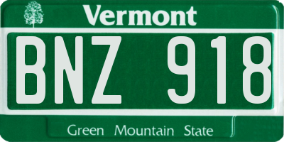 VT license plate BNZ918
