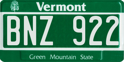 VT license plate BNZ922