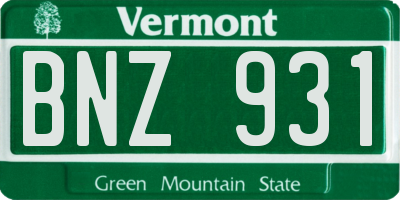 VT license plate BNZ931