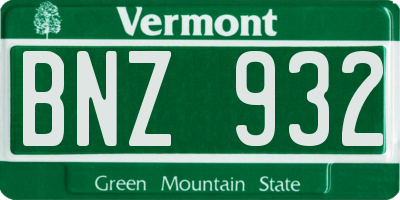 VT license plate BNZ932