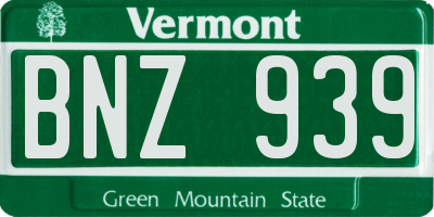 VT license plate BNZ939