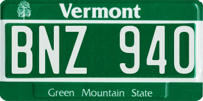 VT license plate BNZ940