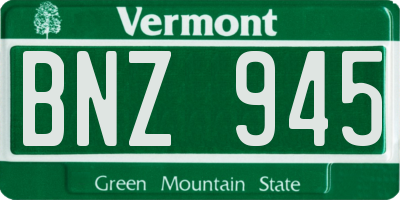 VT license plate BNZ945