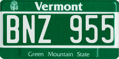 VT license plate BNZ955