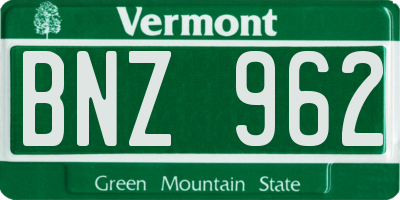 VT license plate BNZ962