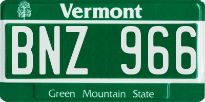 VT license plate BNZ966
