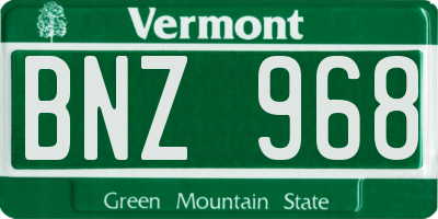 VT license plate BNZ968