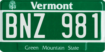 VT license plate BNZ981