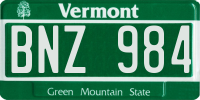 VT license plate BNZ984