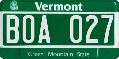 VT license plate BOA027