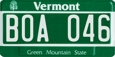 VT license plate BOA046