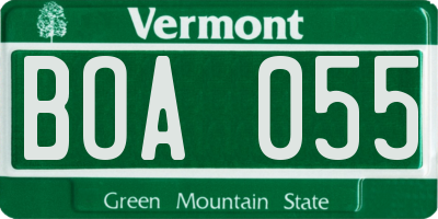 VT license plate BOA055