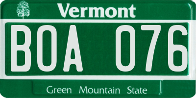 VT license plate BOA076
