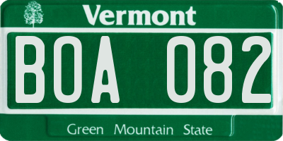 VT license plate BOA082