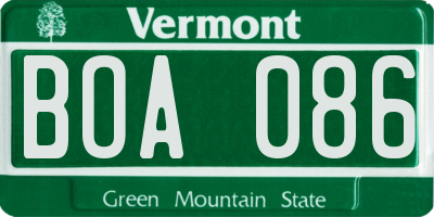 VT license plate BOA086