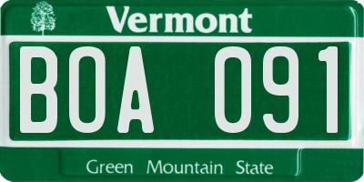 VT license plate BOA091
