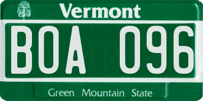 VT license plate BOA096