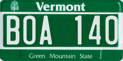 VT license plate BOA140