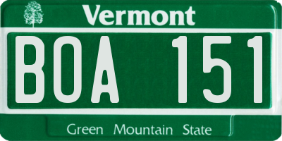 VT license plate BOA151