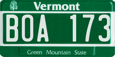 VT license plate BOA173