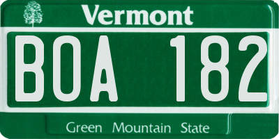 VT license plate BOA182