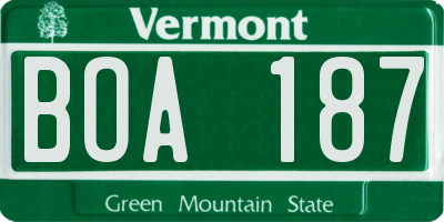 VT license plate BOA187