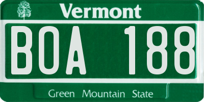 VT license plate BOA188