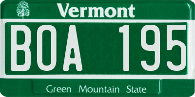 VT license plate BOA195