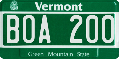 VT license plate BOA200