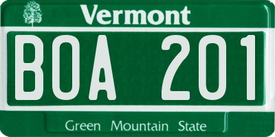 VT license plate BOA201