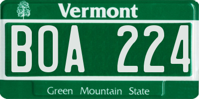 VT license plate BOA224