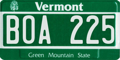 VT license plate BOA225