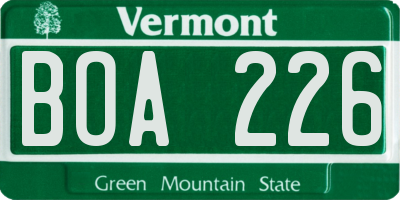 VT license plate BOA226